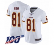 Women's Washington Redskins #81 Art Monk White Vapor Untouchable Limited Player 100th Season Football Jersey