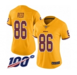 Women's Washington Redskins #86 Jordan Reed Limited Gold Rush Vapor Untouchable 100th Season Football Jersey