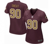 Women's Washington Redskins #90 Montez Sweat Game Burgundy Red Gold Number Alternate 80TH Anniversary Football Jersey