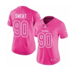 Women's Washington Redskins #90 Montez Sweat Limited Pink Rush Fashion Football Jersey
