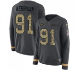 Women's Washington Redskins #91 Ryan Kerrigan Limited Black Salute to Service Therma Long Sleeve Football Jersey