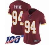Women's Washington Redskins #94 Da'Ron Payne Burgundy Red Team Color Vapor Untouchable Limited Player 100th Season Football Jersey