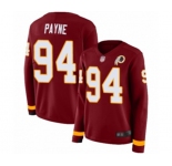 Women's Washington Redskins #94 Da'Ron Payne Limited Burgundy Therma Long Sleeve Football Jersey