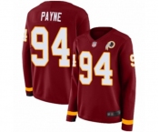 Women's Washington Redskins #94 Da'Ron Payne Limited Burgundy Therma Long Sleeve Football Jersey