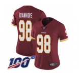 Women's Washington Redskins #98 Matt Ioannidis Burgundy Red Team Color Vapor Untouchable Limited Player 100th Season Football Jersey