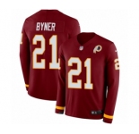 Youth Nike Washington Redskins #21 Earnest Byner Limited Burgundy Therma Long Sleeve NFL Jersey