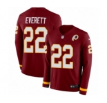 Youth Nike Washington Redskins #22 Deshazor Everett Limited Burgundy Therma Long Sleeve NFL Jersey
