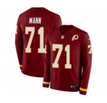 Youth Nike Washington Redskins #71 Charles Mann Limited Burgundy Therma Long Sleeve NFL Jersey