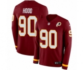Youth Nike Washington Redskins #90 Ziggy Hood Limited Burgundy Therma Long Sleeve NFL Jersey