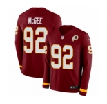 Youth Nike Washington Redskins #92 Stacy McGee Limited Burgundy Therma Long Sleeve NFL Jersey