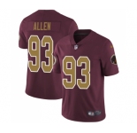 Youth Nike Washington Redskins #93 Jonathan Allen Burgundy Red Gold Number Alternate 80TH Anniversary Vapor Untouchable Elite Player NFL Jersey