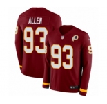 Youth Nike Washington Redskins #93 Jonathan Allen Limited Burgundy Therma Long Sleeve NFL Jersey