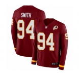 Youth Nike Washington Redskins #94 Preston Smith Limited Burgundy Therma Long Sleeve NFL Jersey