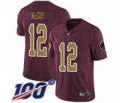 Youth Washington Redskins #12 Colt McCoy Burgundy Red Gold Number Alternate 80TH Anniversary Vapor Untouchable Limited Player 100th Season Football Jersey