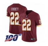 Youth Washington Redskins #22 Deshazor Everett Burgundy Red Team Color Vapor Untouchable Limited Player 100th Season Football Jersey