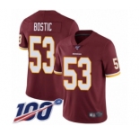 Youth Washington Redskins #53 Jon Bostic Burgundy Red Team Color Vapor Untouchable Limited Player 100th Season Football Jersey