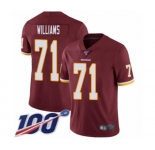 Youth Washington Redskins #71 Trent Williams Burgundy Red Team Color Vapor Untouchable Limited Player 100th Season Football Jersey