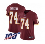 Youth Washington Redskins #74 Geron Christian Burgundy Red Team Color Vapor Untouchable Limited Player 100th Season Football Jersey