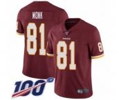 Youth Washington Redskins #81 Art Monk Burgundy Red Team Color Vapor Untouchable Limited Player 100th Season Football Jersey