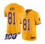 Youth Washington Redskins #81 Art Monk Limited Gold Rush Vapor Untouchable 100th Season Football Jersey