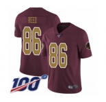 Youth Washington Redskins #86 Jordan Reed Burgundy Red Gold Number Alternate 80TH Anniversary Vapor Untouchable Limited Player 100th Season Football Jersey