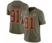 Youth Washington Redskins #91 Ryan Kerrigan Limited Olive 2017 Salute to Service Football Jersey