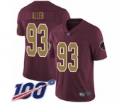 Youth Washington Redskins #93 Jonathan Allen Burgundy Red Gold Number Alternate 80TH Anniversary Vapor Untouchable Limited Player 100th Season Football Jer