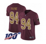 Youth Washington Redskins #94 Da'Ron Payne Burgundy Red Gold Number Alternate 80TH Anniversary Vapor Untouchable Limited Player 100th Season Football Jerse