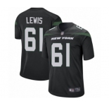 Men's New York Jets #61 Alex Lewis Game Black Alternate Football Jersey