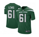 Men's New York Jets #61 Alex Lewis Game Green Team Color Football Jersey