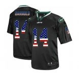 Men's New York Jets #14 Sam Darnold Elite Black USA Flag Fashion Football Jersey