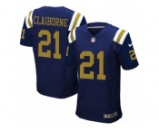 Men's Nike New York Jets #21 Morris Claiborne Elite Navy Blue Alternate NFL Jersey