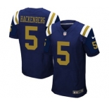 Men's Nike New York Jets #5 Christian Hackenberg Elite Navy Blue Alternate NFL Jersey