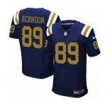 Men's Nike New York Jets #89 Chris Herndon Elite Navy Blue Alternate NFL Jersey