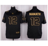 Nike New York Jets #12 Joe Namath Black Pro Line Gold Collection Jersey[Elite]