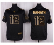 Nike New York Jets #12 Joe Namath Black Pro Line Gold Collection Jersey[Elite]