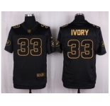 Nike New York Jets #33 Chris Ivory Black Pro Line Gold Collection Jersey[Elite]