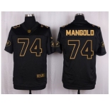 Nike New York Jets #74 Nick Mangold Black Pro Line Gold Collection Jersey[Elite]