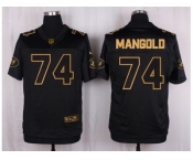 Nike New York Jets #74 Nick Mangold Black Pro Line Gold Collection Jersey[Elite]