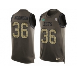 Men Nike New York Jets #36 Rashard Robinson Limited Green Salute to Service Tank Top NFL Jersey