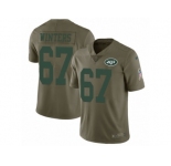 Men Nike New York Jets #67 Brian Winters Limited Olive 2017 Salute to Service NFL Jersey