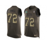 Men Nike New York Jets #72 Brandon Shell Limited Green Salute to Service Tank Top NFL Jersey