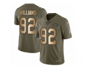 Men Nike New York Jets #92 Leonard Williams Limited Olive Gold 2017 Salute to Service NFL Jersey