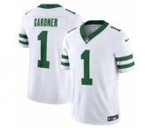 Men's New York Jets #1 Ahmad Sauce Gardner White 2023 F.U.S.E. Vapor Limited Throwback Stitched Football Jersey