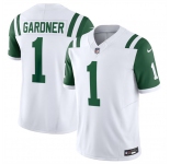 Men's New York Jets #1 Ahmad Sauce Gardner White 2024 Classic Alternate Vapor F.U.S.E. Limited Football Stitched Jersey