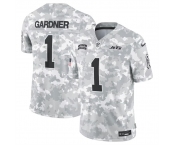 Men's New York Jets #1 Sauce Gardner 2024 Arctic Camo Salute To Service Limited Stitched Football Jersey