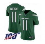 Men's New York Jets #11 Robby Anderson Green Team Color Vapor Untouchable Limited Player 100th Season Football Jersey