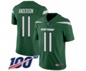Men's New York Jets #11 Robby Anderson Green Team Color Vapor Untouchable Limited Player 100th Season Football Jersey