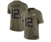 Men's New York Jets #12 Joe Namath 2022 Olive Salute To Service Limited Stitched Jersey