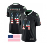 Men's New York Jets #14 Sam Darnold Limited Black Rush USA Flag Football Jersey